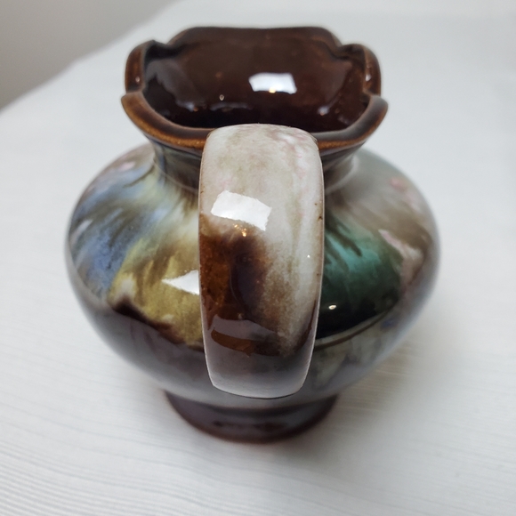 VTG Kenmar Japan Small Brown Drip Shiny Glaze Decorative Pitcher Art Pot… - Picture 8 of 8